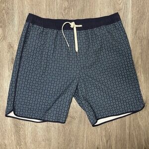 Fair Harbor Swim Trunks Mens X-large Blue Shorts Geometric 8" Inseam Board